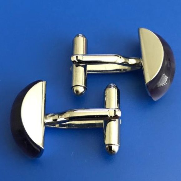 Silver-Tone & Purple Acrylic Cuff Links - Picture 5 of 5